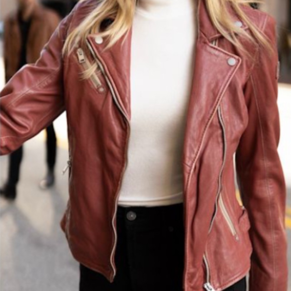 Mauritius Sofia leather jacket in astro dust - regular fit